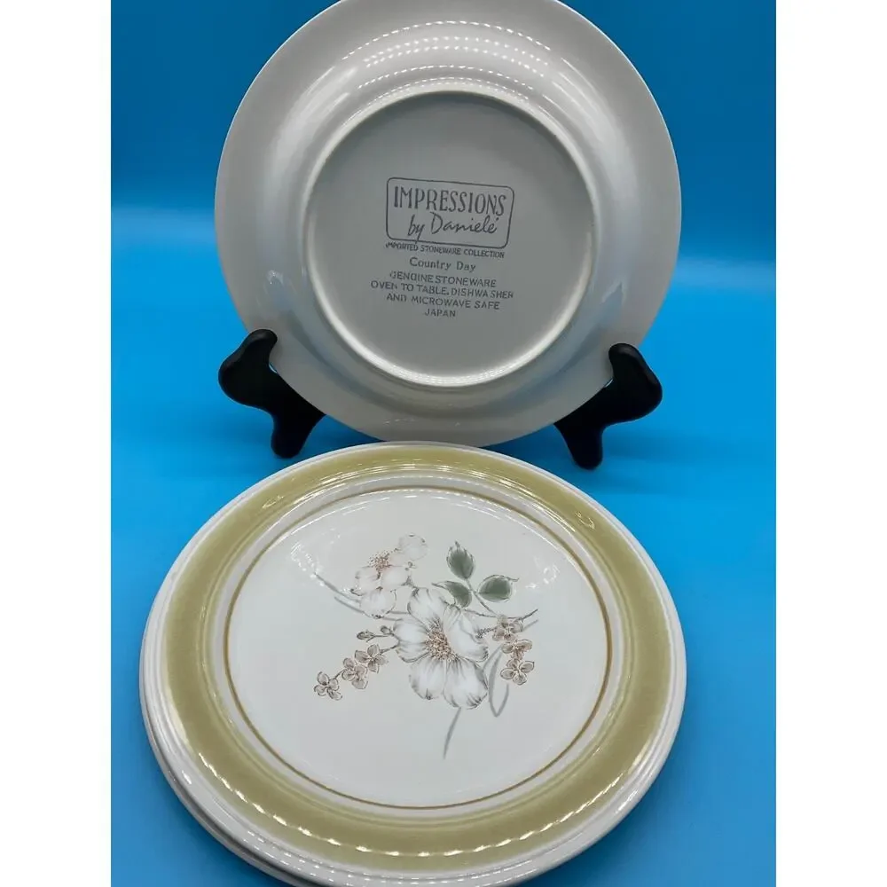 Vtg Impresions By Danielle‎ Riverside Dinner Plates Set Of 3 Genuine Stoneware